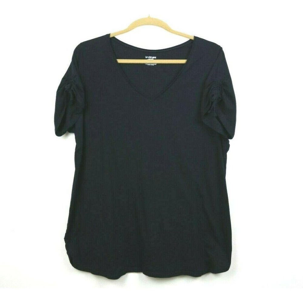 Lane Bryant Womens Blouse Ruched Short Sleeve 28W